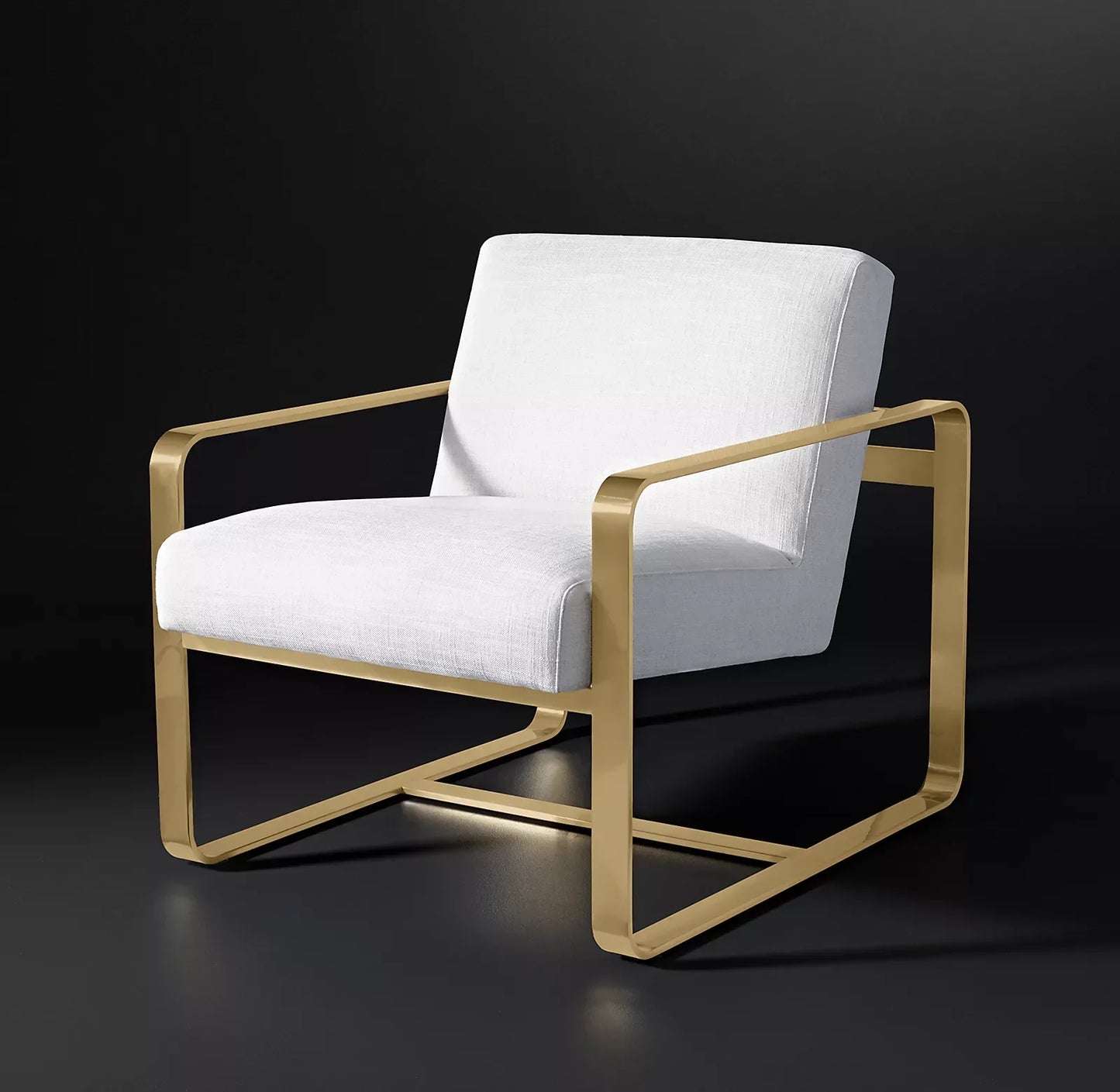 Midcentury Accent Chair – Floating Raked Seat Ribbon Frame | 1600356544339