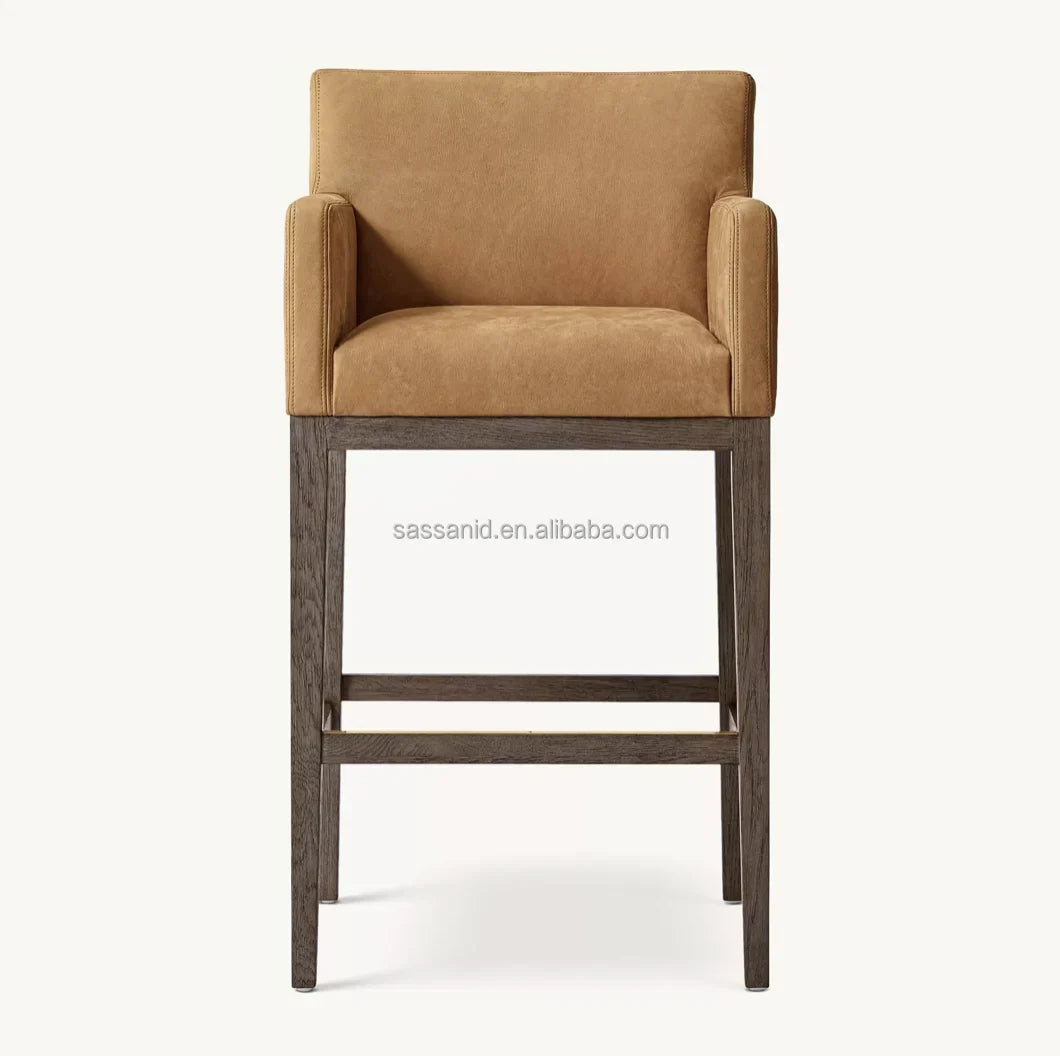 Bar & Counter Stool – Morgan Track Arm Leather & Brown Oak | 1601051650541