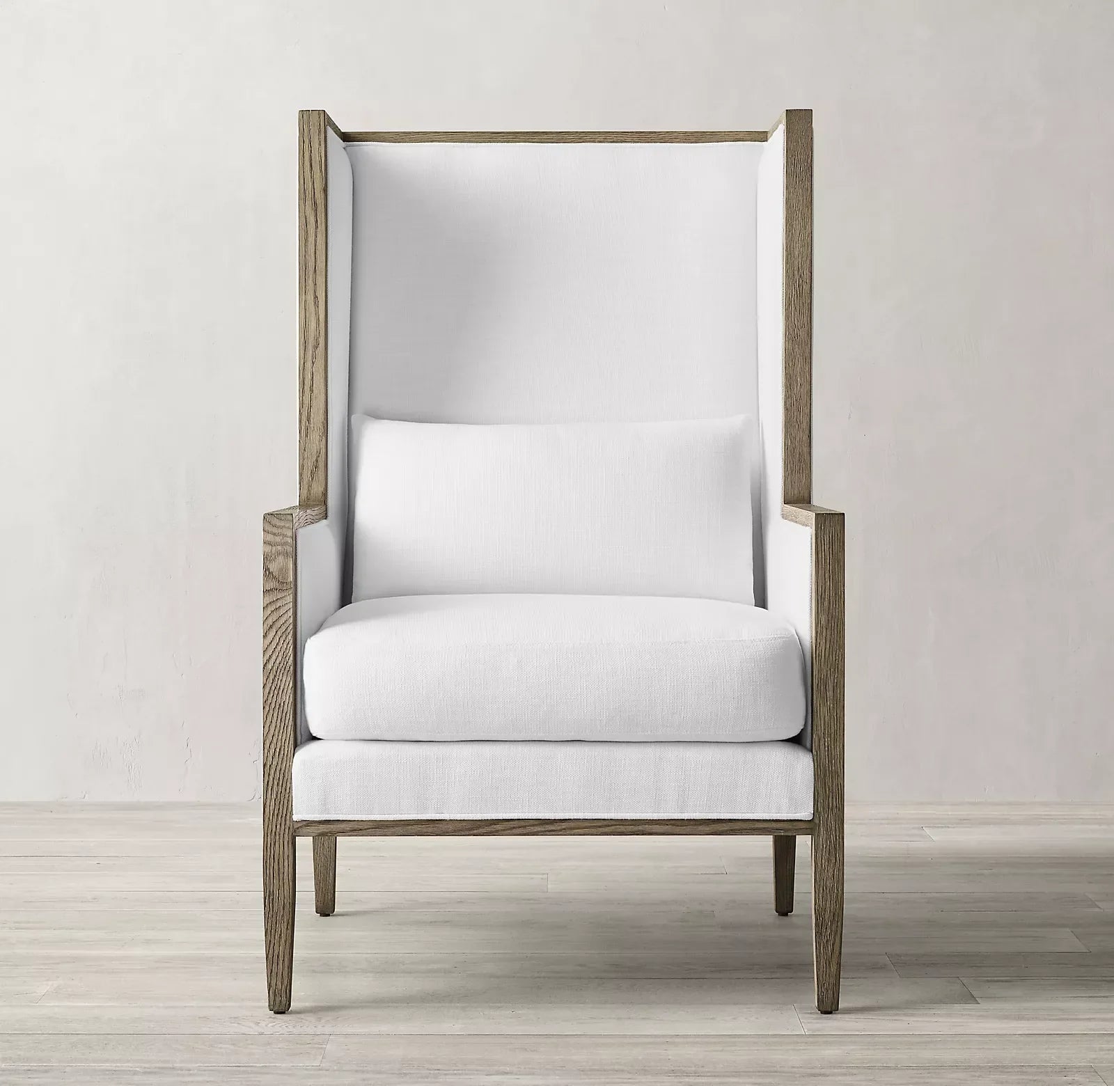 French Contemporary Wingback Chair – Track Arm Upholstered Statement Piece
