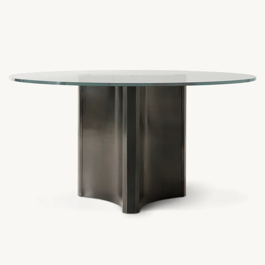 Dalton Round Dining Table – Brushed Steel and Oak Statement Piece