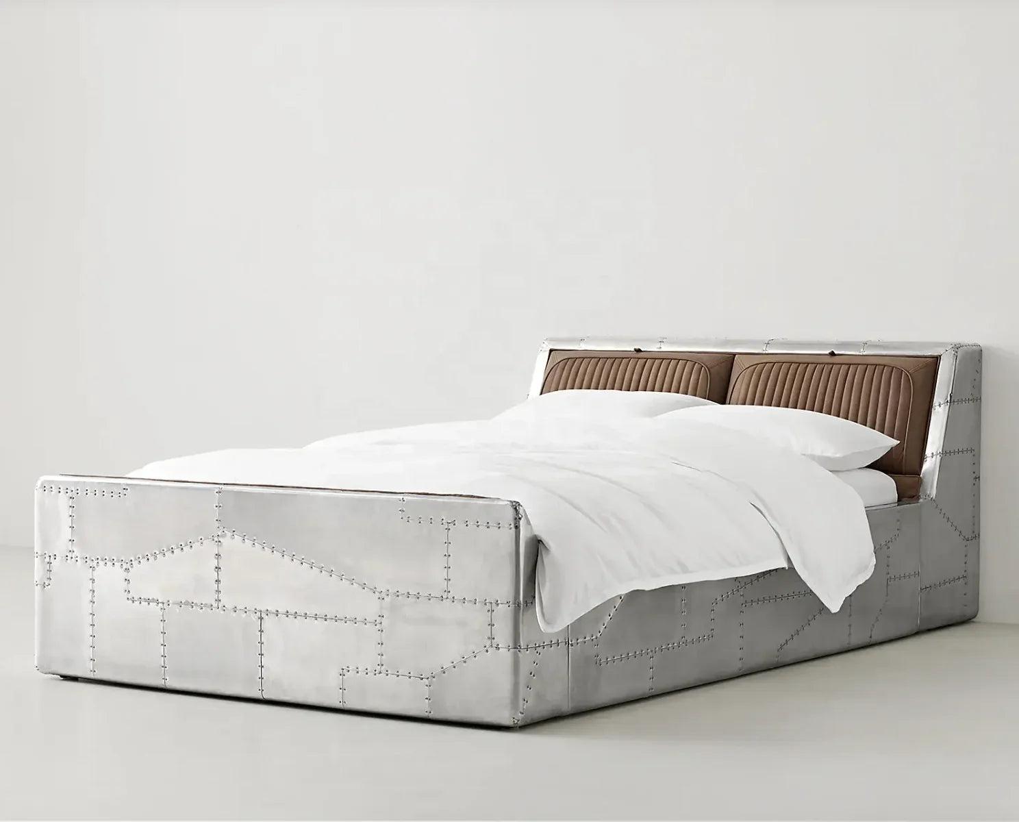 Aviator Bed – Tufted Leather – Aluminum – Sassanid Statement | 1600426536318