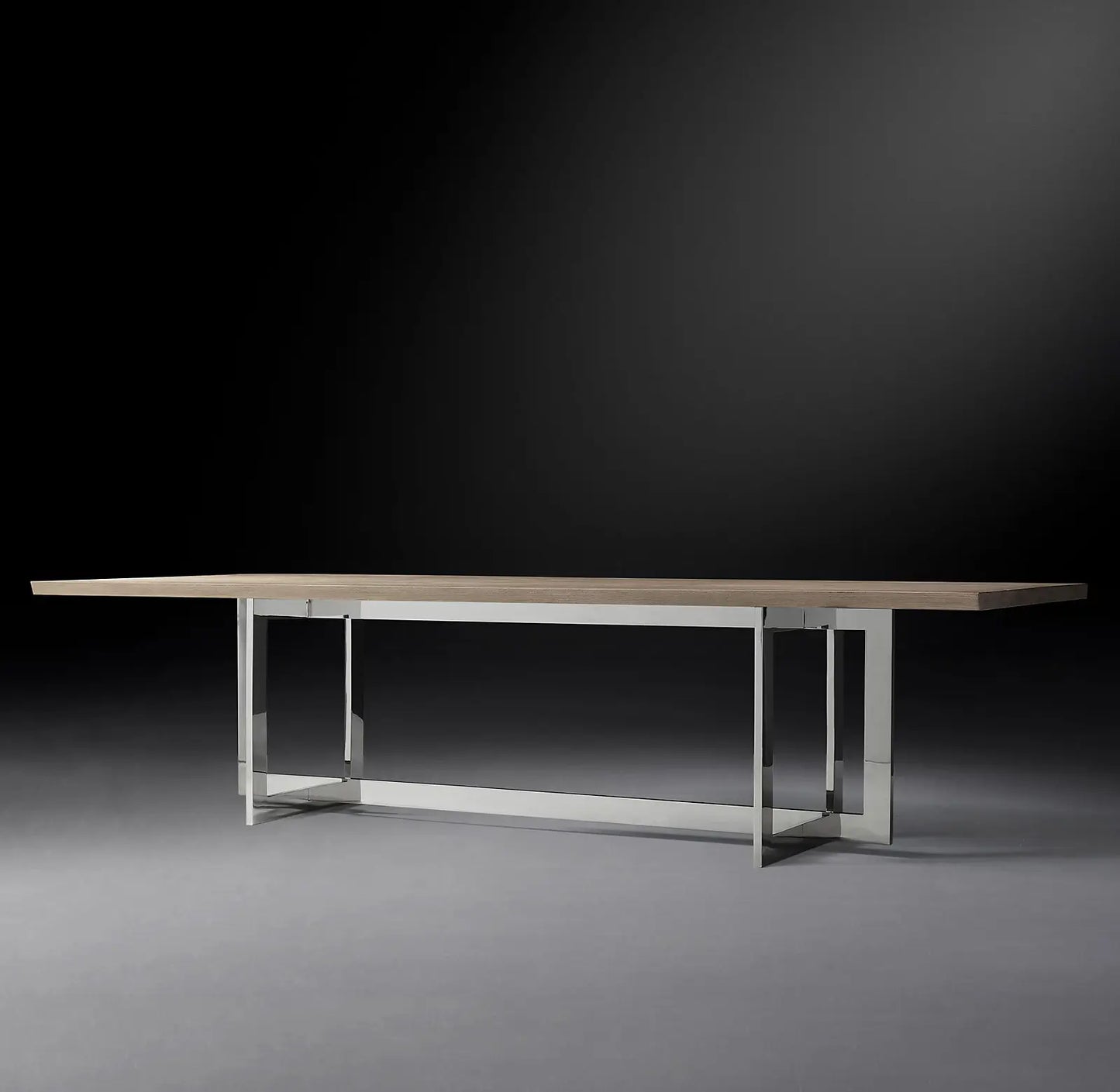 Linear Live Edge Dining Table – Solid Wood & Polished Brass Statement Piece