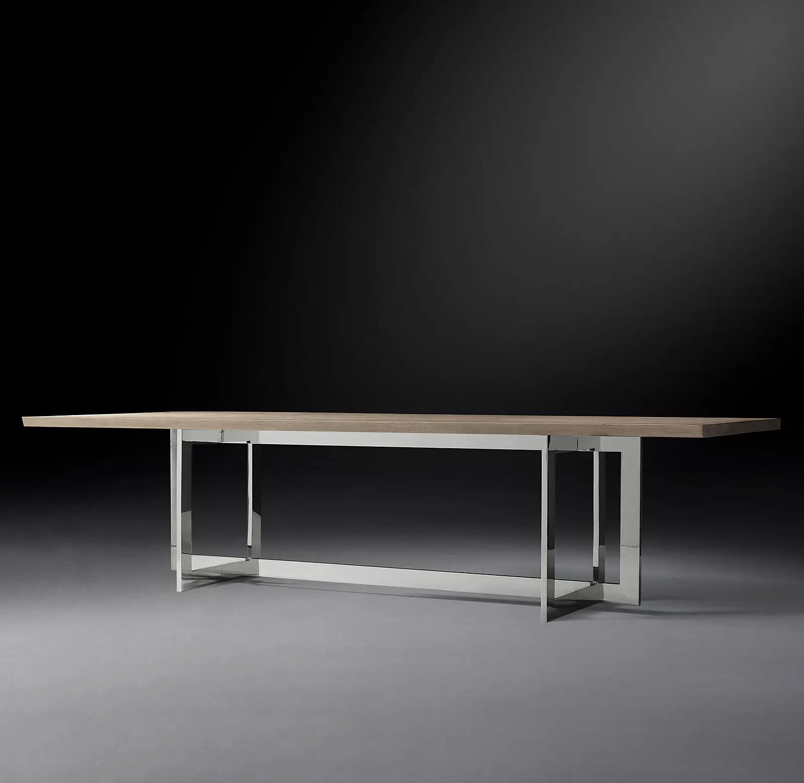 Linear Live Edge Dining Table – Solid Wood & Polished Brass Statement Piece