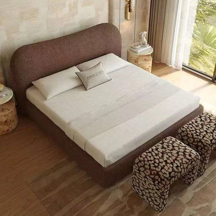 Cloud Upholstered Bed – Lamb Fleece Mid-Century Modern Statement Piece | 124421