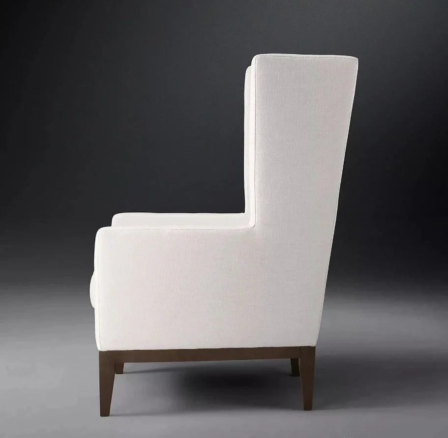 Draper Wingback Chair – Minimalist Shelter Back in Performance Fabric – Modern Design