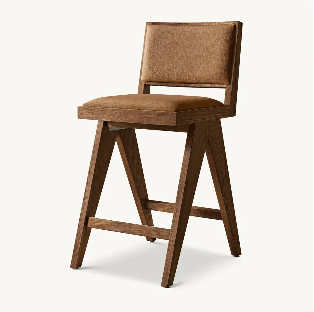 Chandigarh Style Bar Stool – Mid-Century Modern Solid Oak Statement Piece