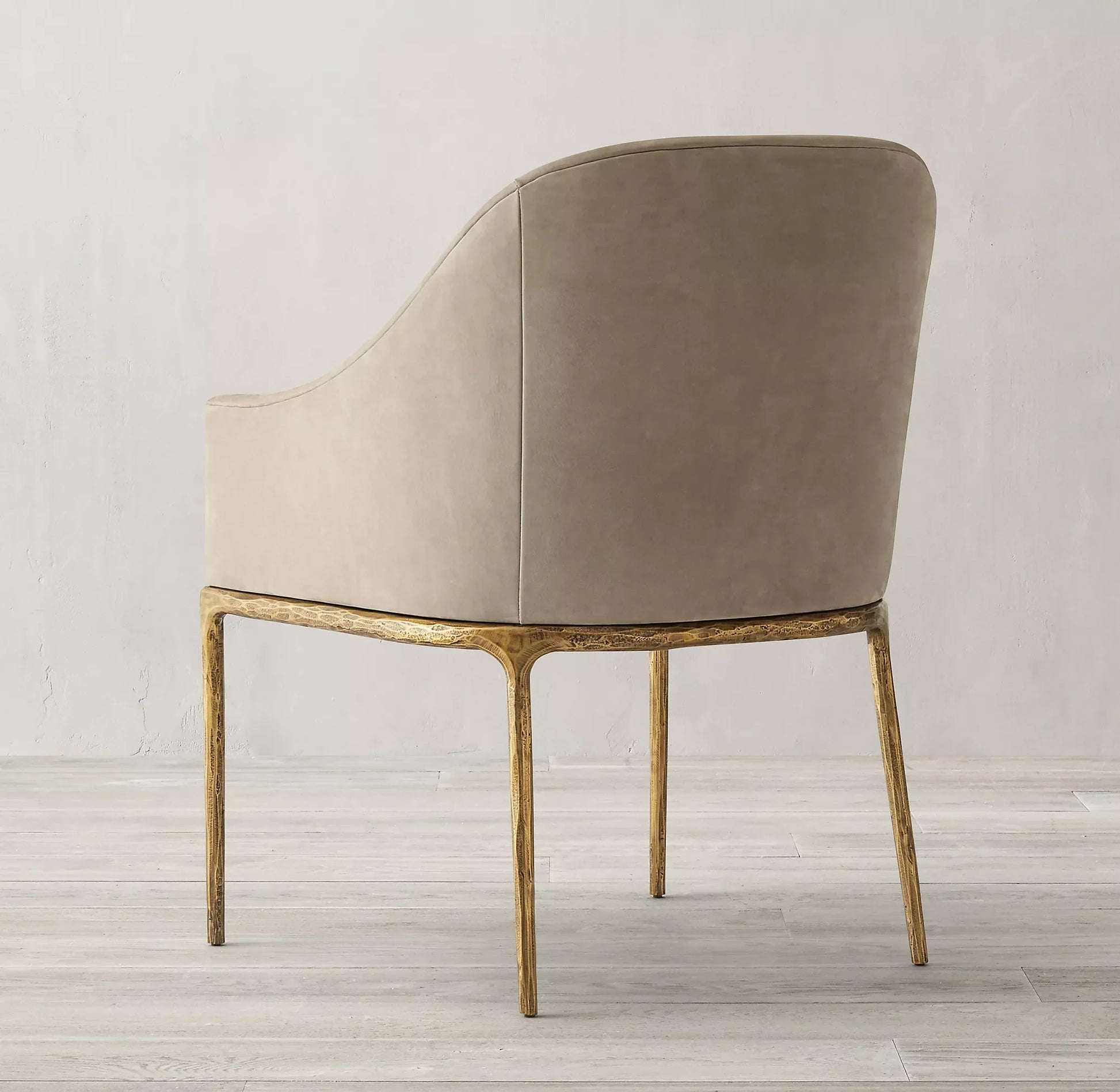 Barrel Back Dining Chair – Forged Metal Leather European Luxury Statement Piece