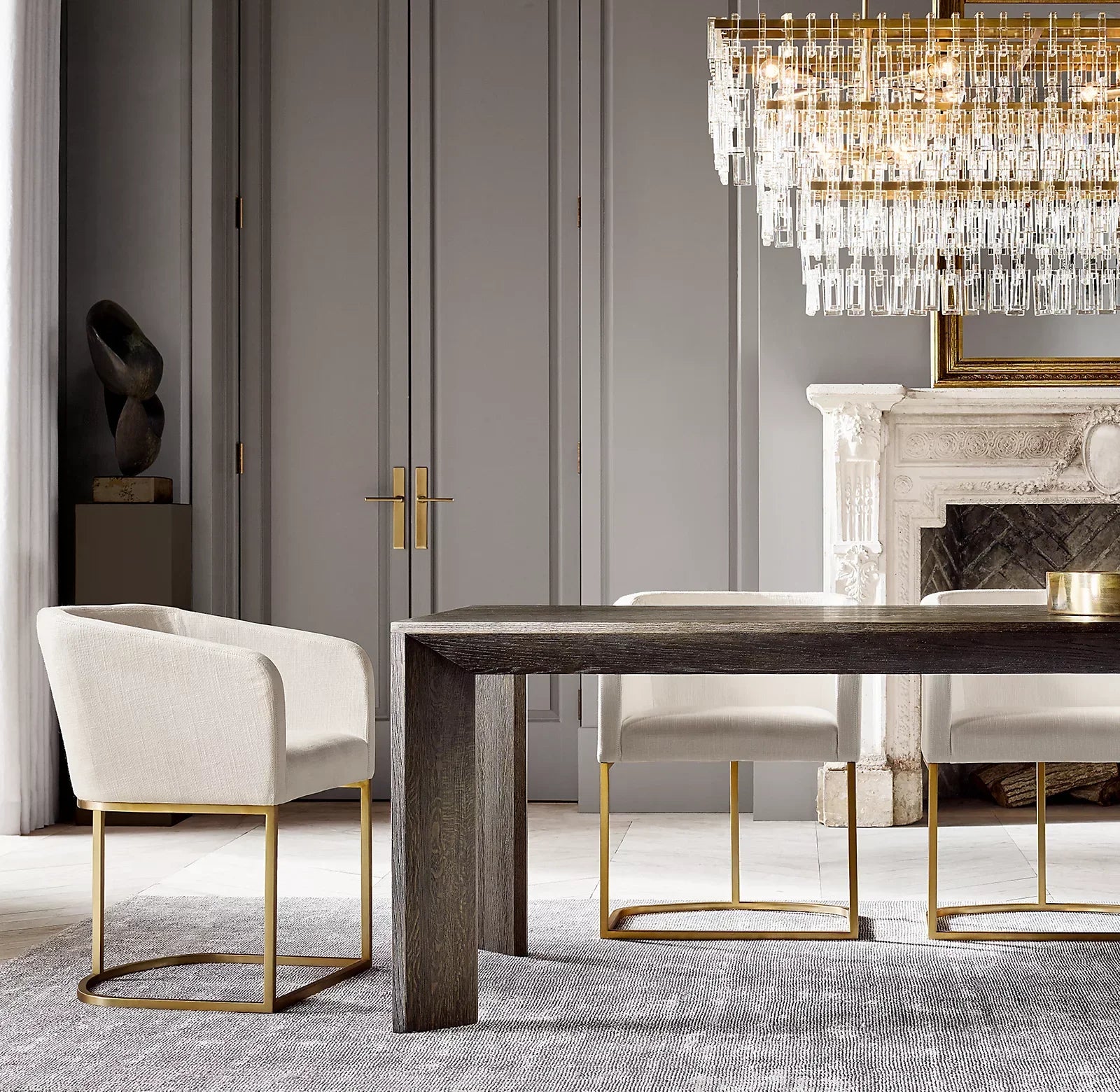 Dining Table, Rectangular Solid Oak, European Design, Luxury