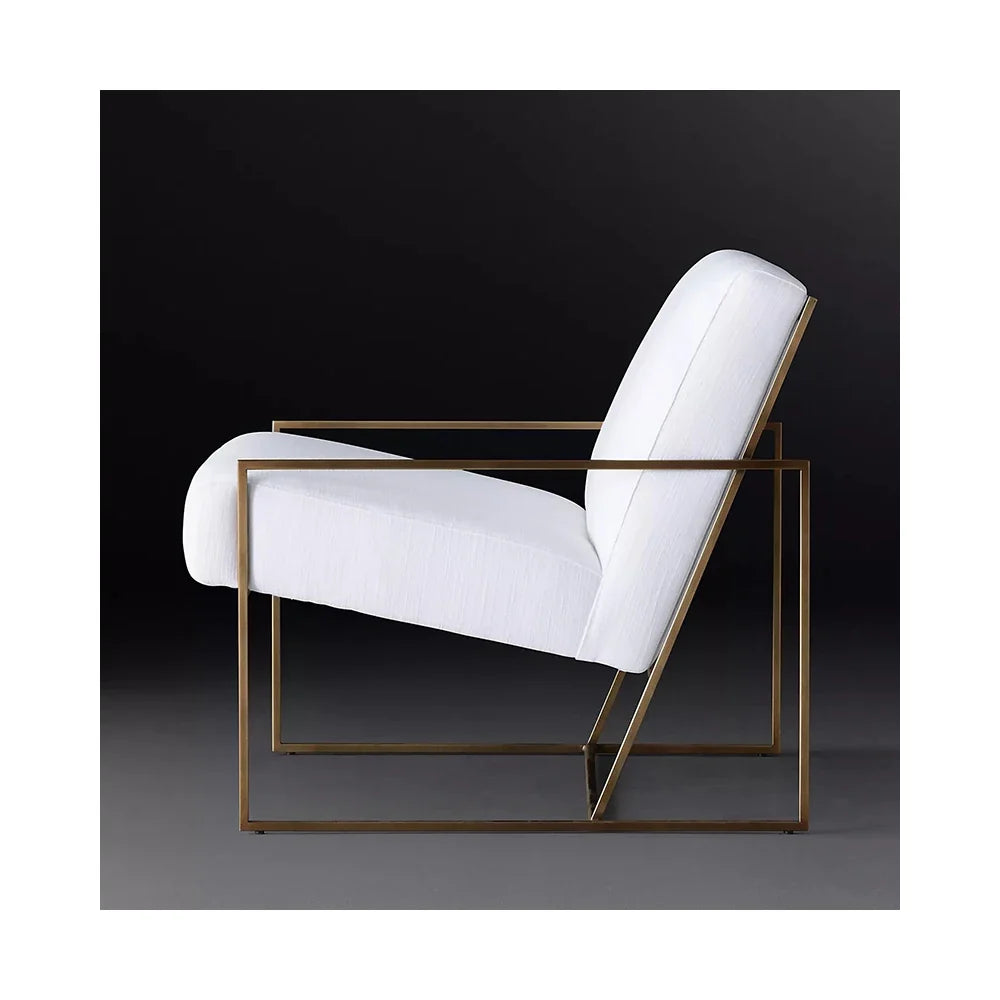 Lounge Chair Geometric Sculptural Profile – Linen or Velvet Statement Piece