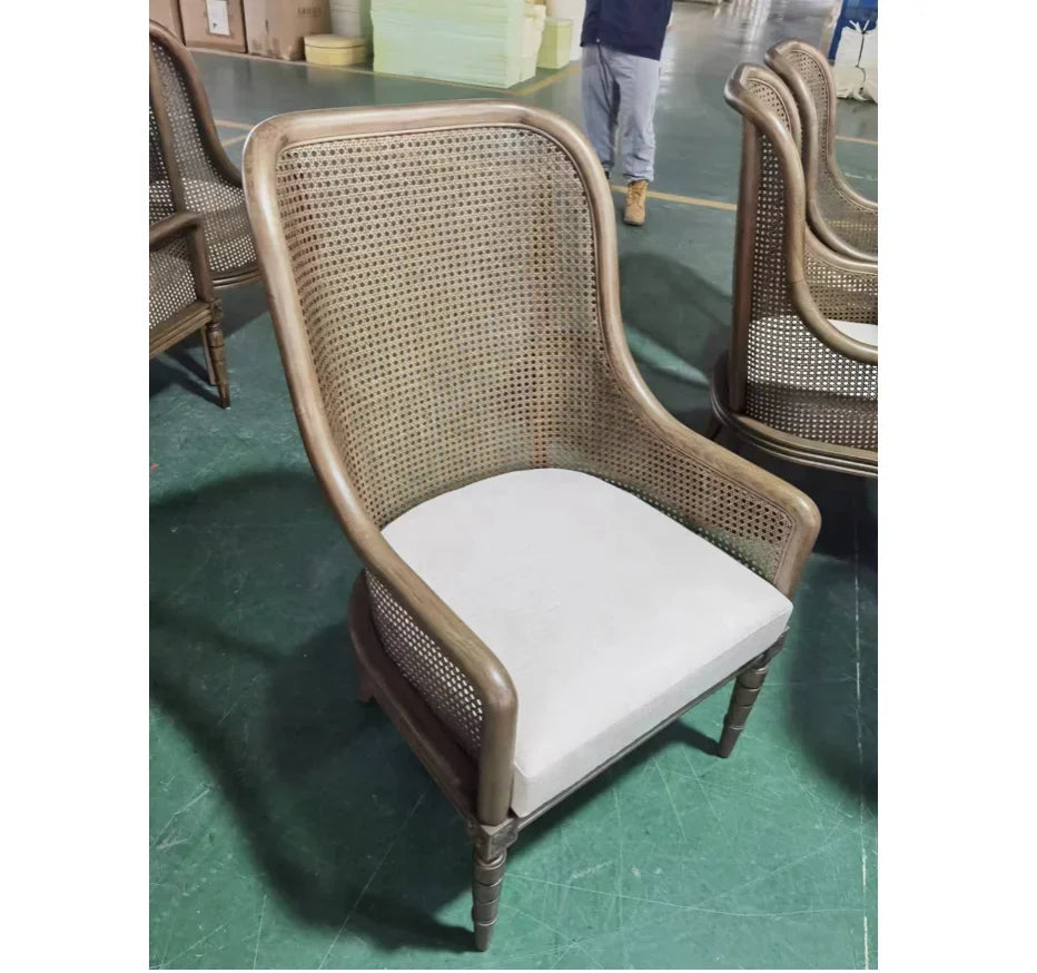 Rattan Dining Chair – Geometric European Design – Solid Oak & Cane Statement Piece