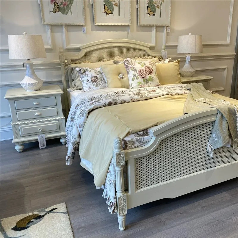 Modern French Platform Bed – American Birch Solid Wood Statement Piece | 26-164