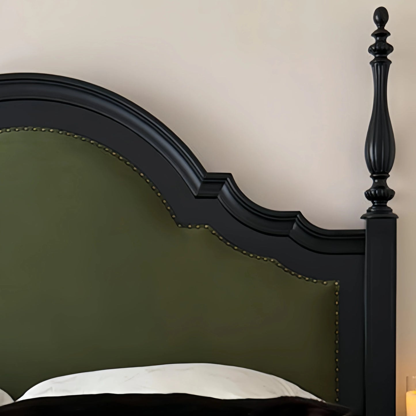 French Upholstered Bed – Solid Birch Wood Retro Statement Piece – 26-131