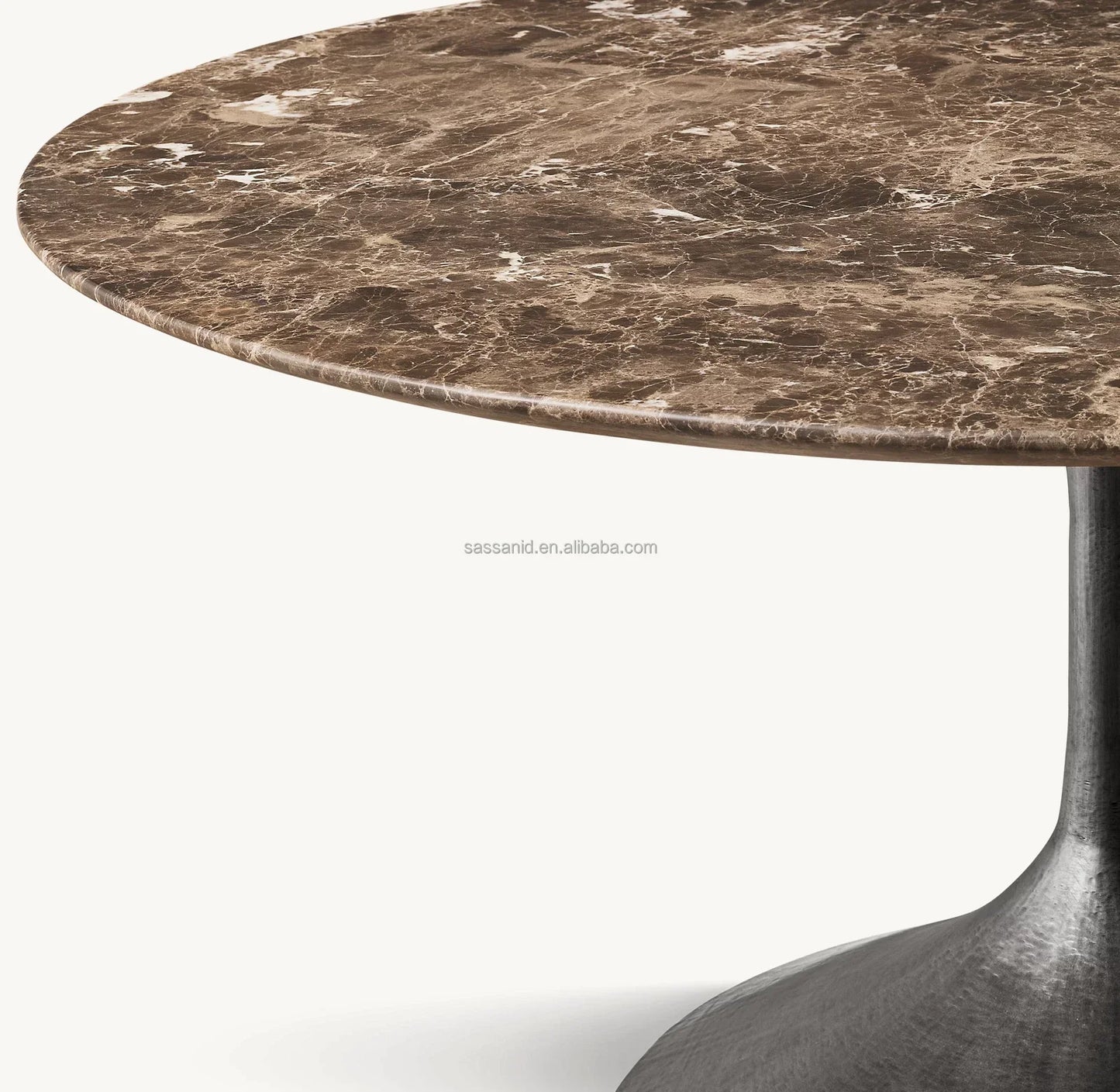 Sassanid Round Dining Table – Brown Emperador Marble Designer Statement Piece