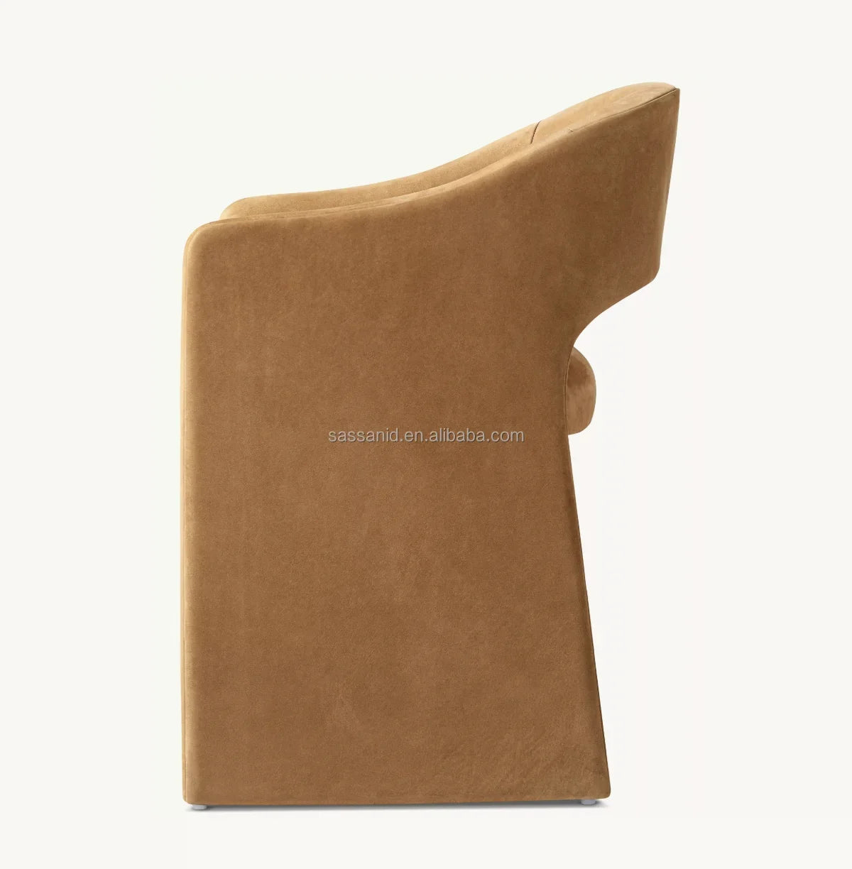 Dining Armchair – Postmodern Design – Camel Leather & Oak – Statement Piece