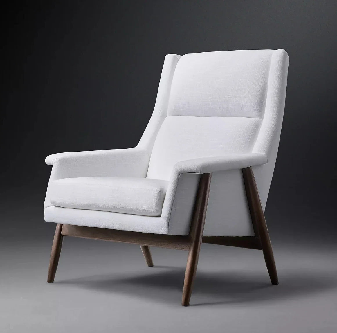 Milo Lounge Chair – High Back Walnut Base Modern Statement Piece