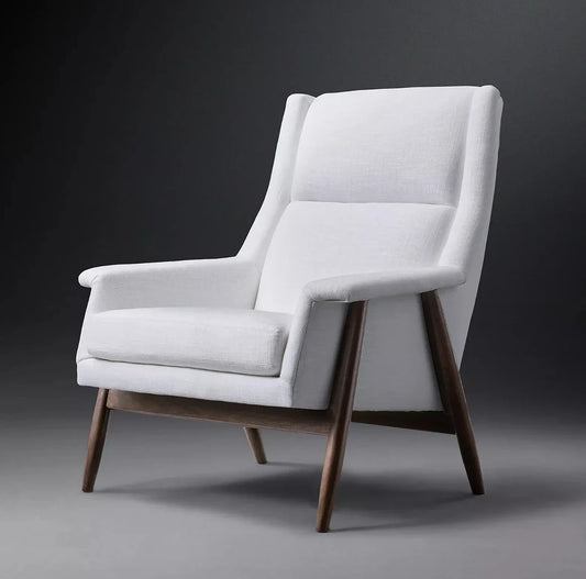 Milo Lounge Chair – High Back Walnut Base Modern Statement Piece