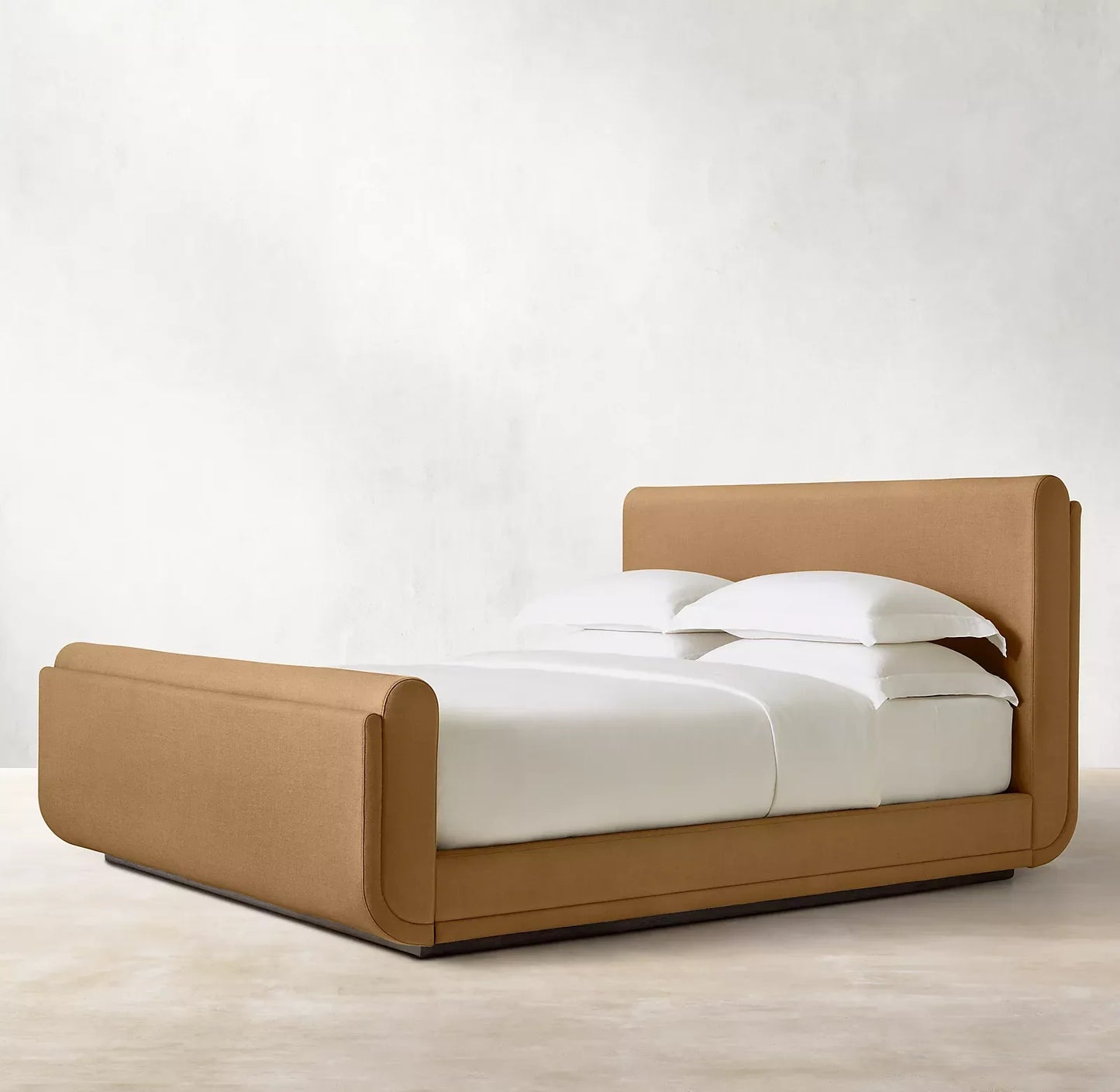 Cloud Platform Bed – Slipcovered Headboard in Berkshire Leather by Re Home