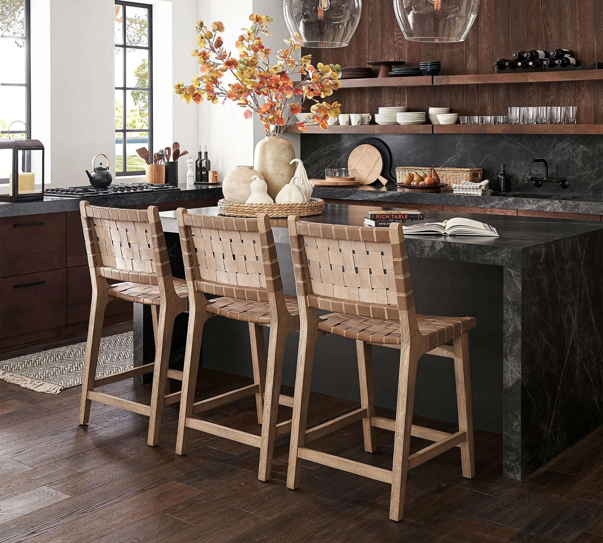 Counter Stool – Modern Classic Design – Woven Leather – Fenton Collection – Kitchen Seating