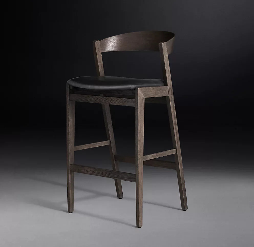 Anders Bar & Counter Stool – Mid-Century Danish Design, Leather, Minimalist Statement Piece