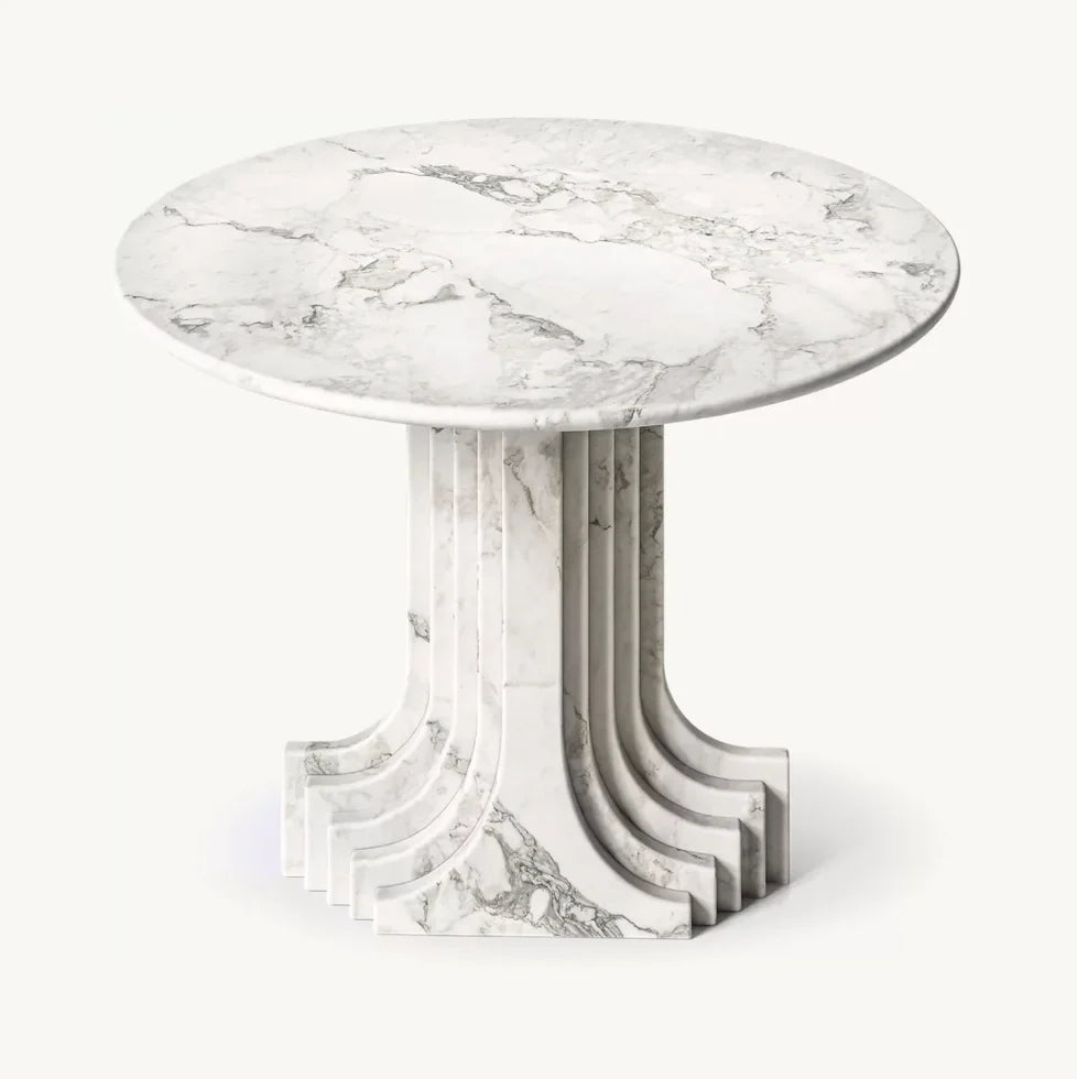 Entry Table – Strada Carved Italian Arabescato Marble Mid-century Design | 1601524460796
