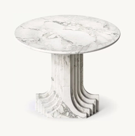 Entry Table – Strada Carved Italian Arabescato Marble Mid-century Design | 1601524460796