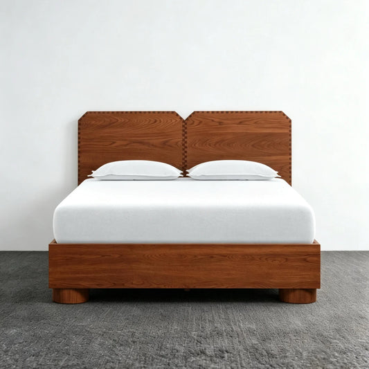 Midcentury Birch Platform Bed 59x79in – Artisan Timber Statement Piece | 22-930