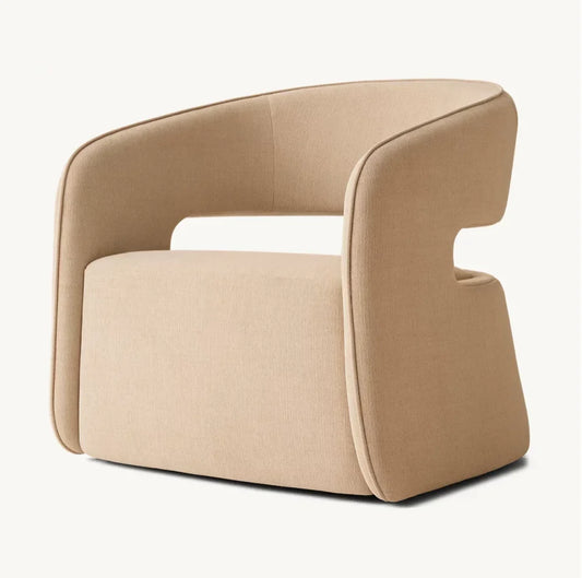 Midcentury Minimalist Chair – Open Back Solid Oak Statement Piece | 1600965542426