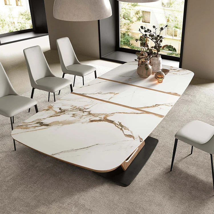 Luxury 1601667983947 Sintered Stone Extendable Dining Table Modern Italian Style for Villa