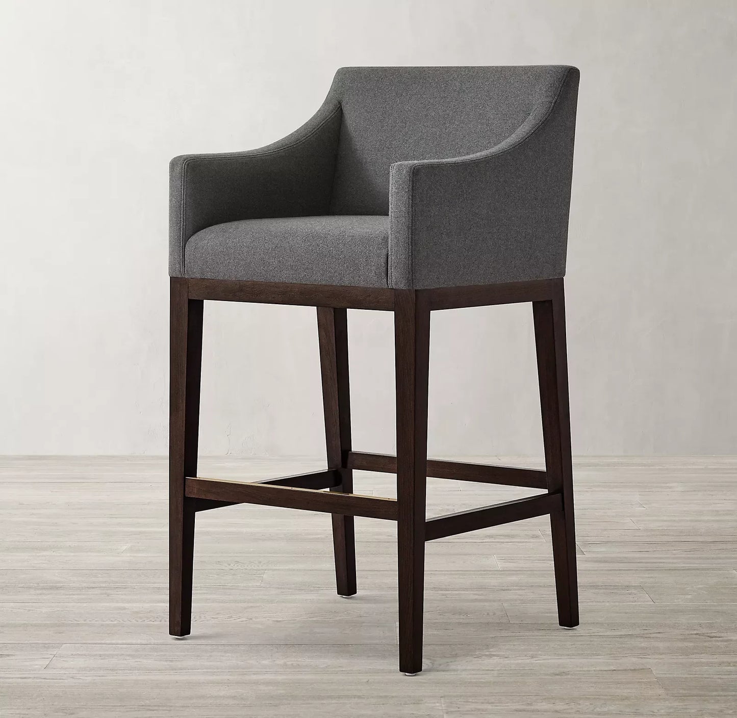 Morgen Slope Arm Bar & Counter Stool – Upholstered Fabric Oak Frame Statement Piece