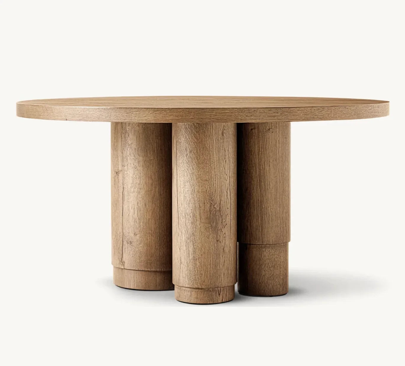 Round Dining Table – French Style Solid Oak Brushed Statement Piece