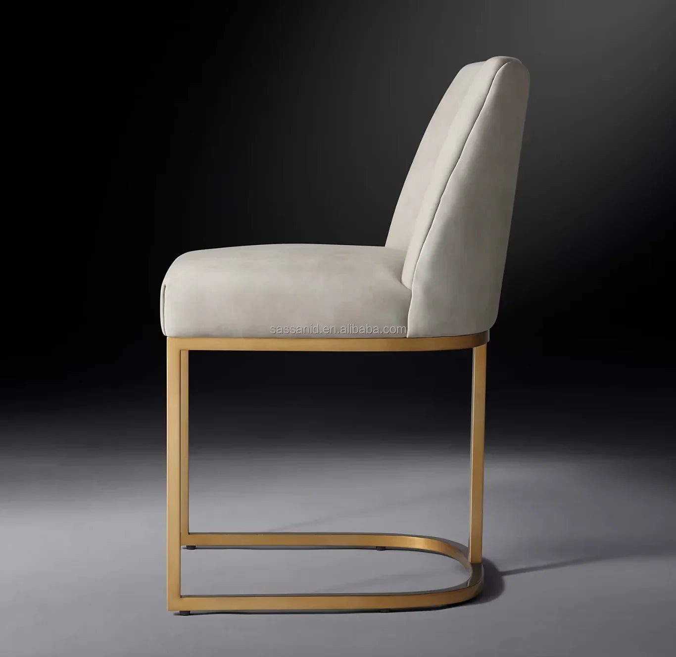 Dining Chair – Emery Curved Back – Leather and Solid Oak Designer Midcentury Modern Piece