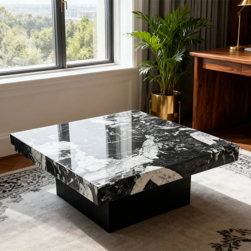 Luxury Square Marble Coffee Table Modern Italian Style for Villa