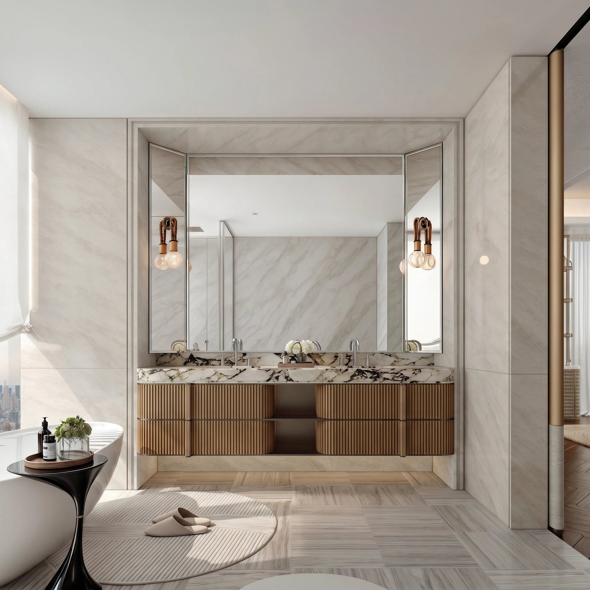 Wall Mounted Bathroom Vanity Set with Double Sink 160-200cm