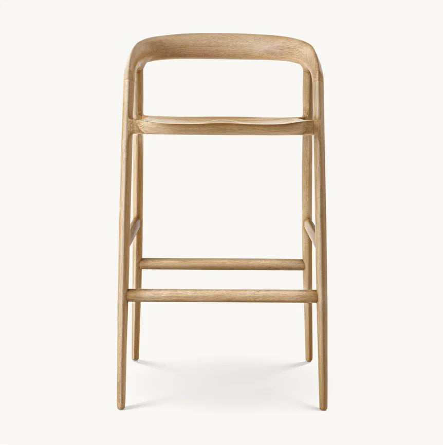Luka Solid Oak Barstool – Scandinavian Modern Upholstered Counter Stool