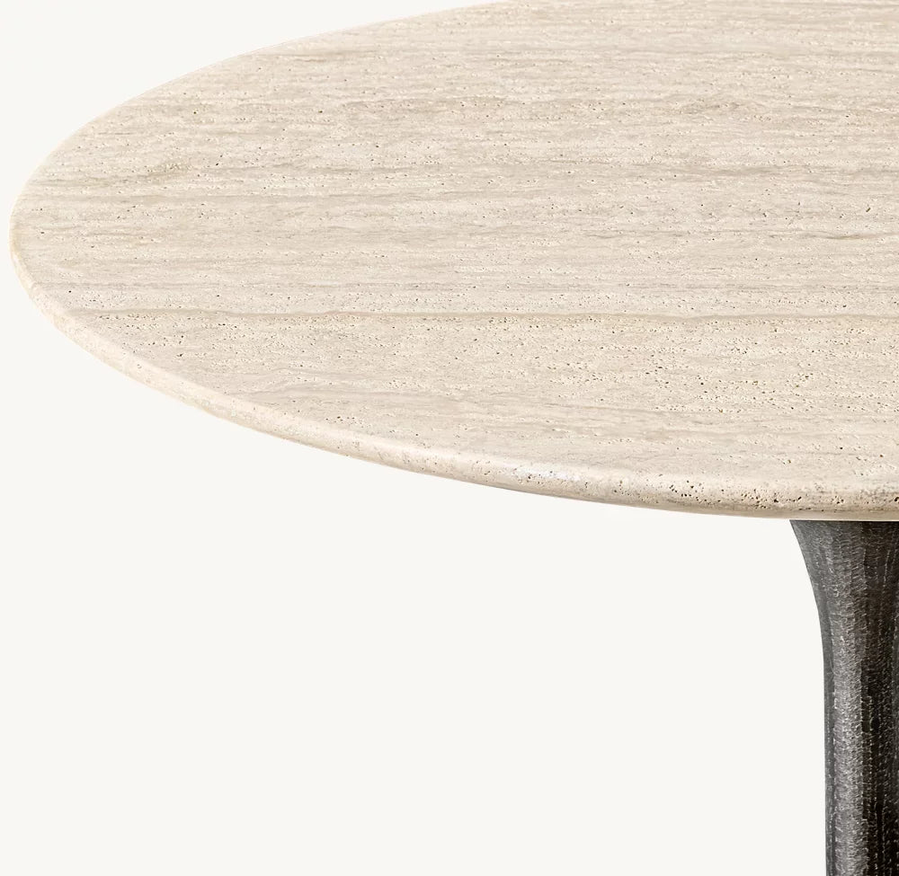 Mid-Century Bistro Table – Radial Metal European Architectural Statement Piece