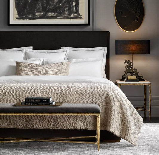 End-of-Bed Bench – Hand Forged Brass Base with Tailored Upholstery