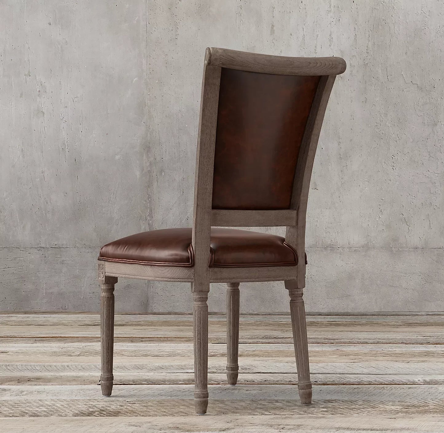 French Flare Dining Armchair – Oak Wood Leather Statement Piece