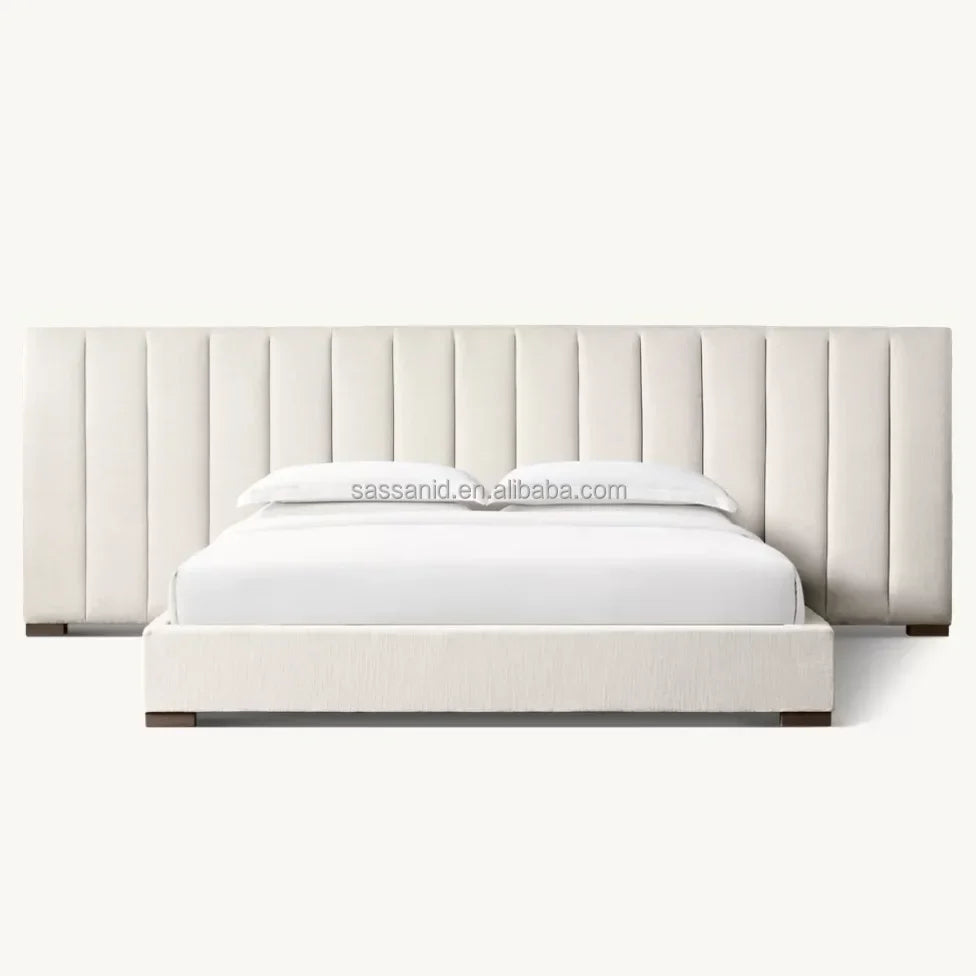 Modena Fabric Extended Panel Bed – European Design Upholstered Sculptural Statement Piece