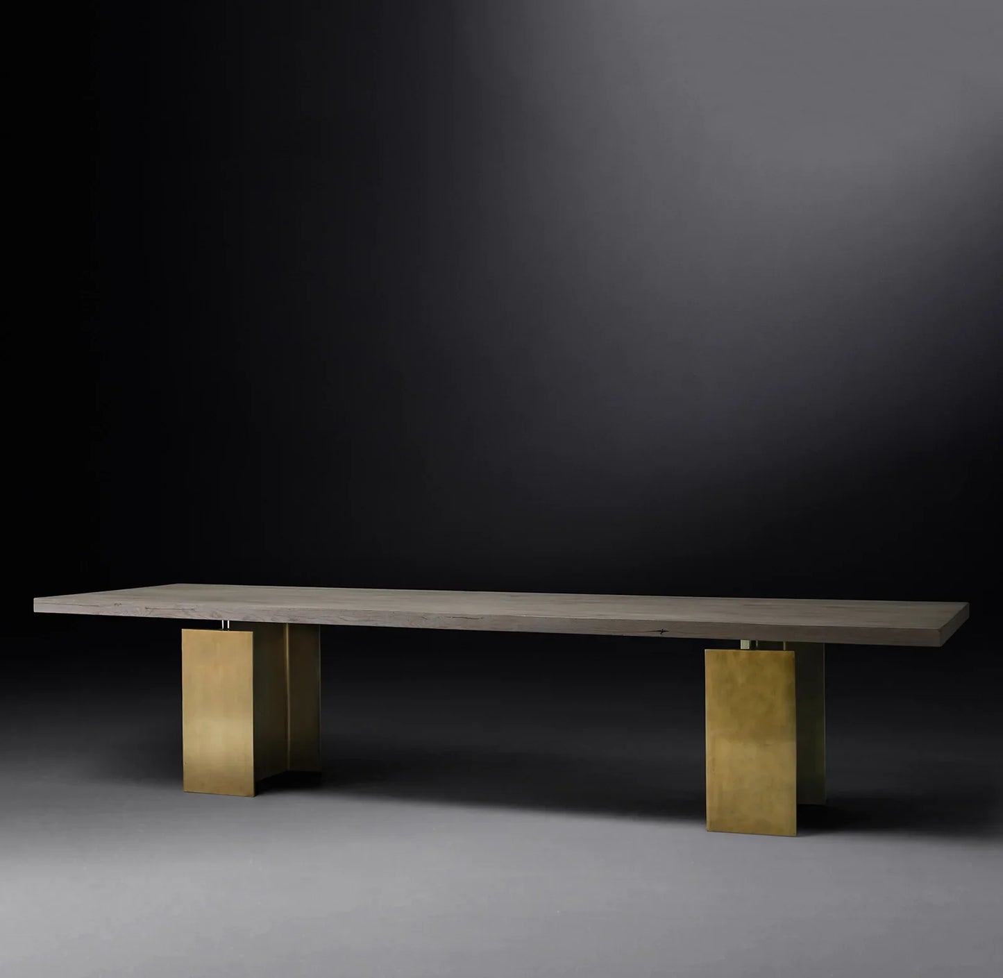 Bauhaus Rectangular Dining Table – Solid French Oak & Brass Statement Piece | 1600803826903