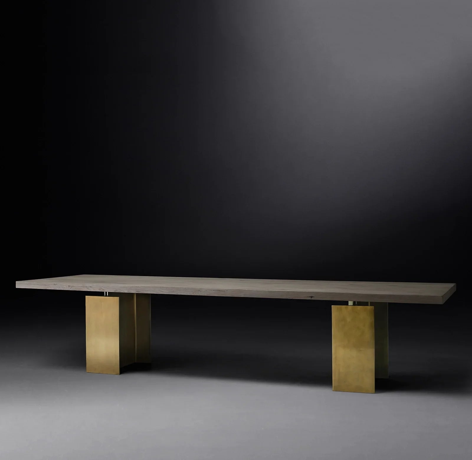 Bauhaus Rectangular Dining Table – Solid French Oak & Brass Statement Piece | 1600803826903
