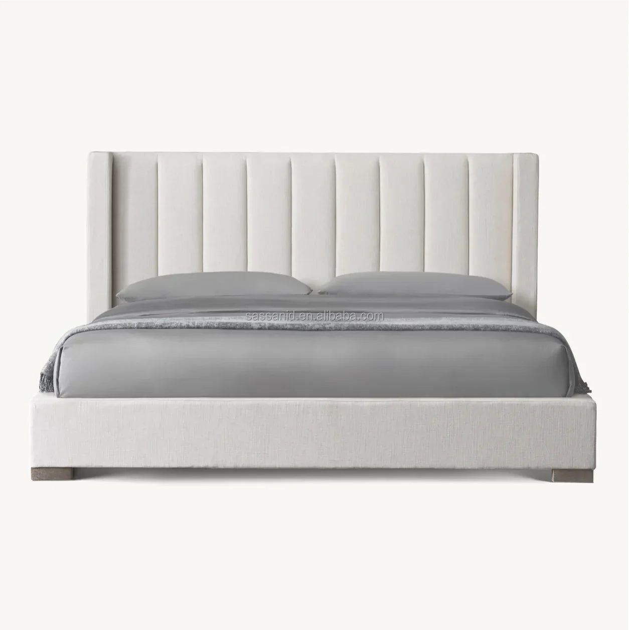 Platform Bed – Vertical Channel Shelter Upholstered Modena Contemporary Statement Piece