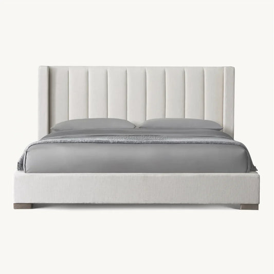 Platform Bed – Vertical Channel Shelter Upholstered Modena Contemporary Statement Piece
