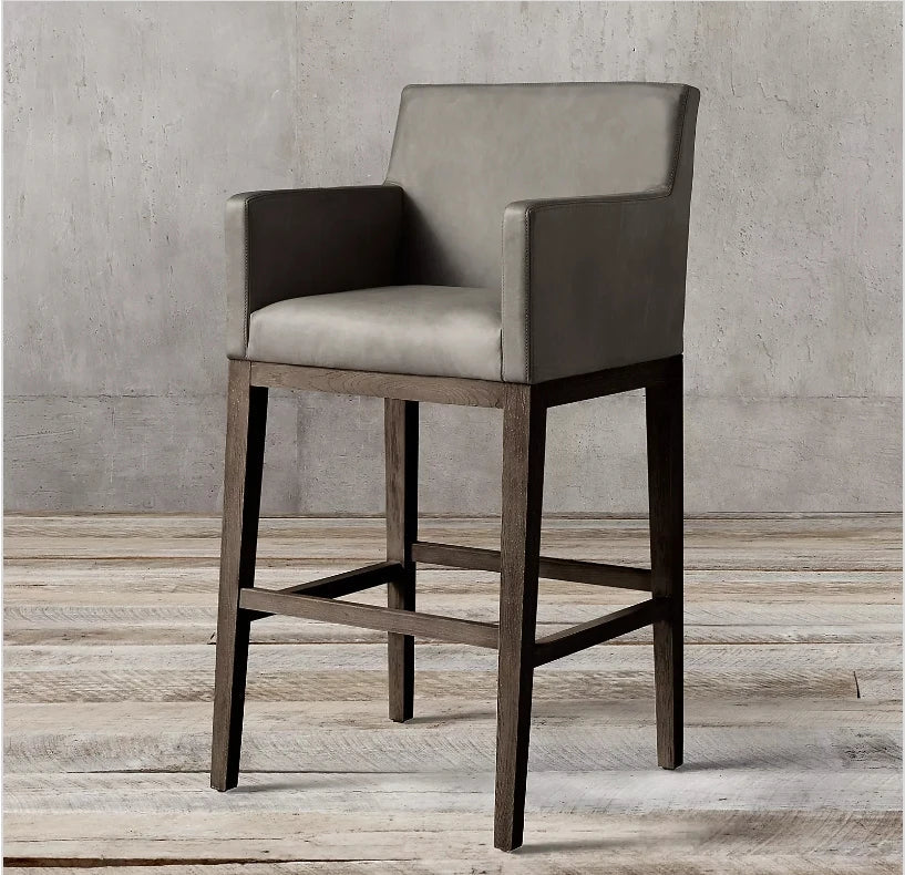 Bar & Counter Stool – Morgan Track Arm Leather & Brown Oak | 1601051650541