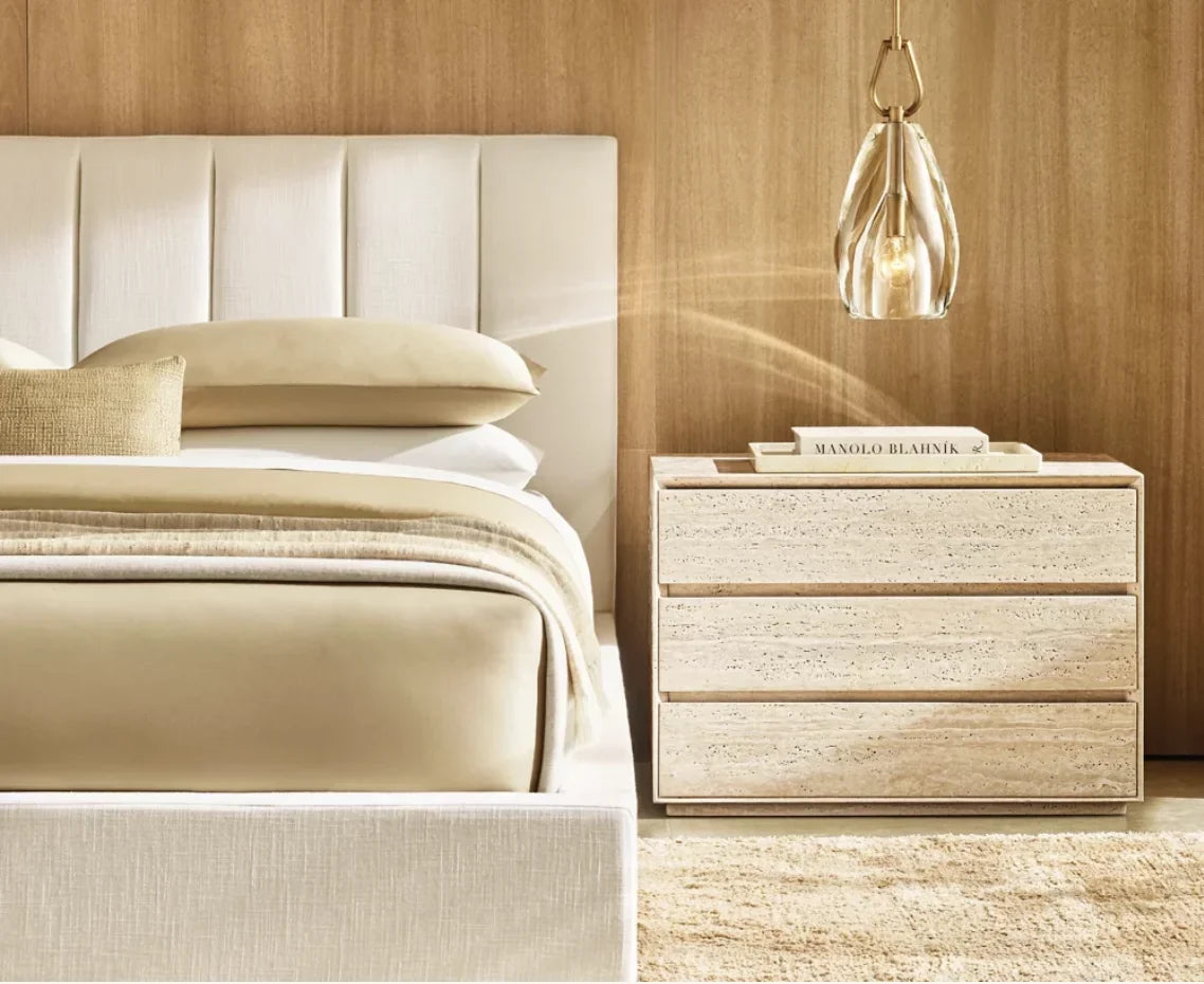Upholstered Platform Bed – Classic American Modena White Linen | 1600600458133