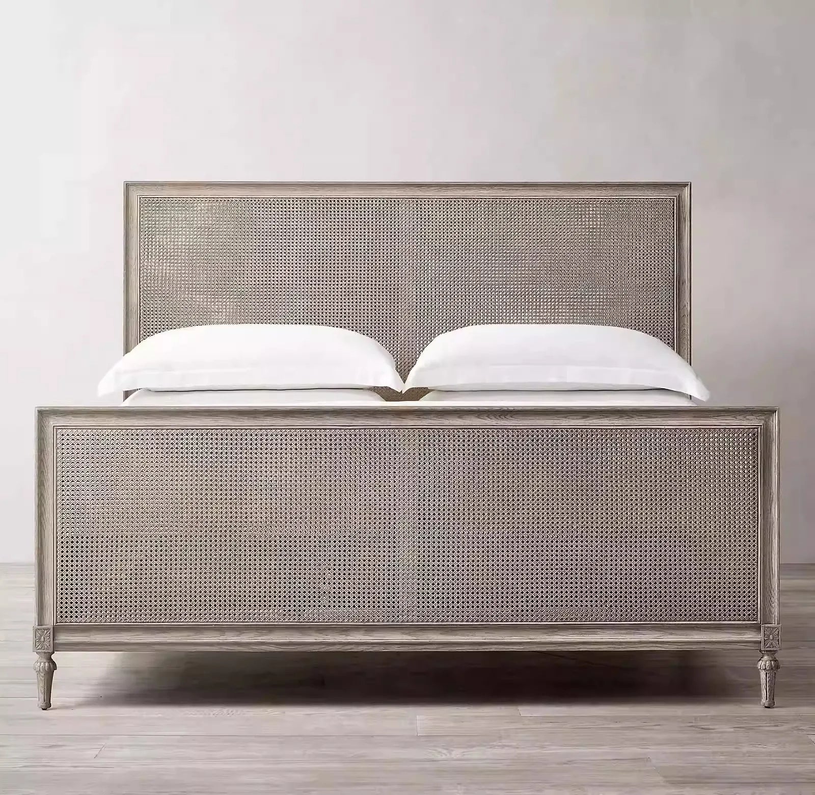 French Retro Solid Wood Double Bed – American Country Style