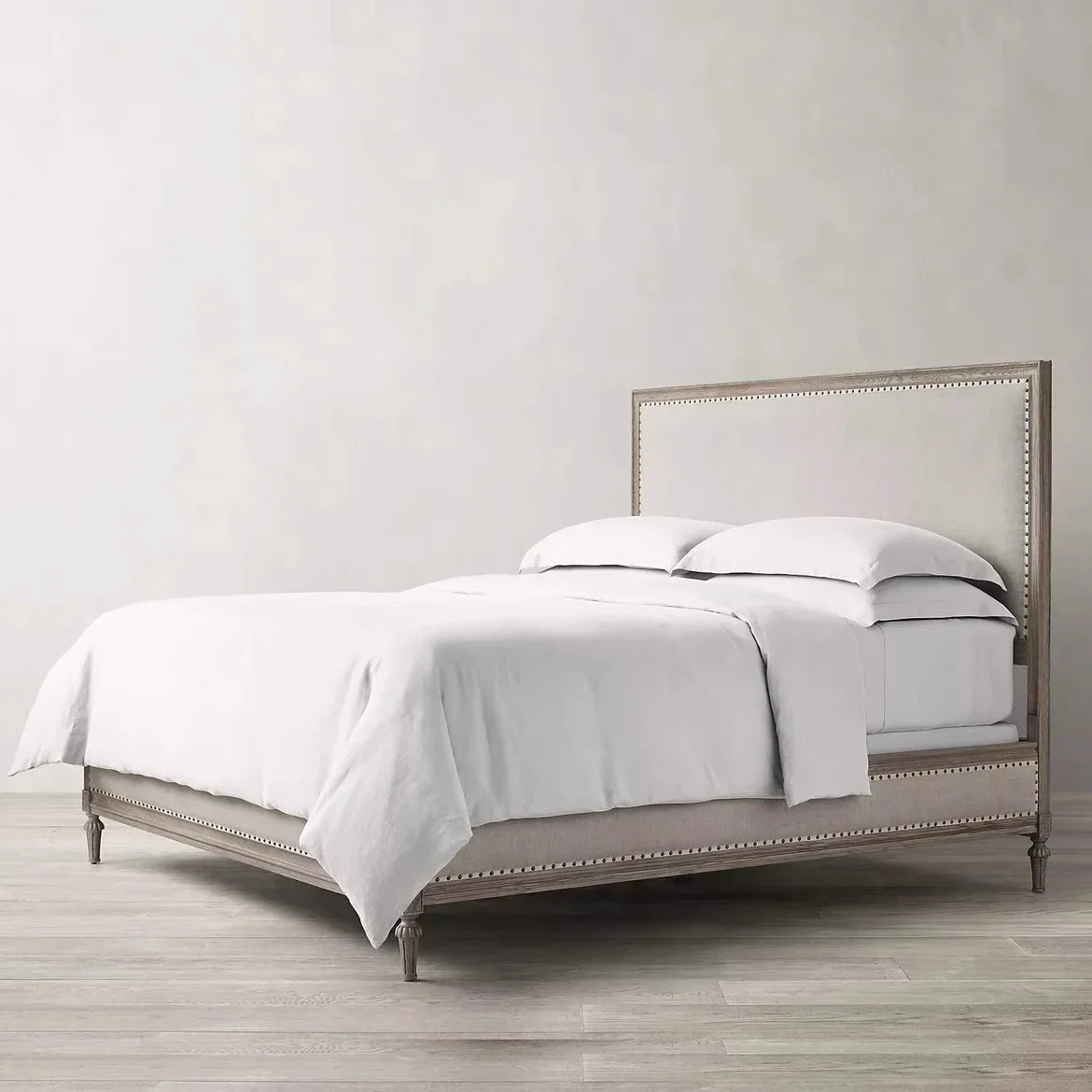Solid Wood Bed – Upholstered Ash and Pine European Midcentury Design Piece