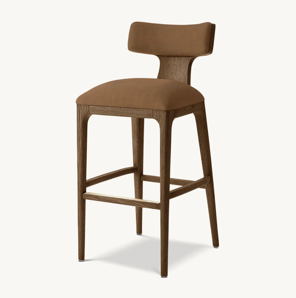 High-Back Swivel Bar Stool – American White Oak Statement Piece