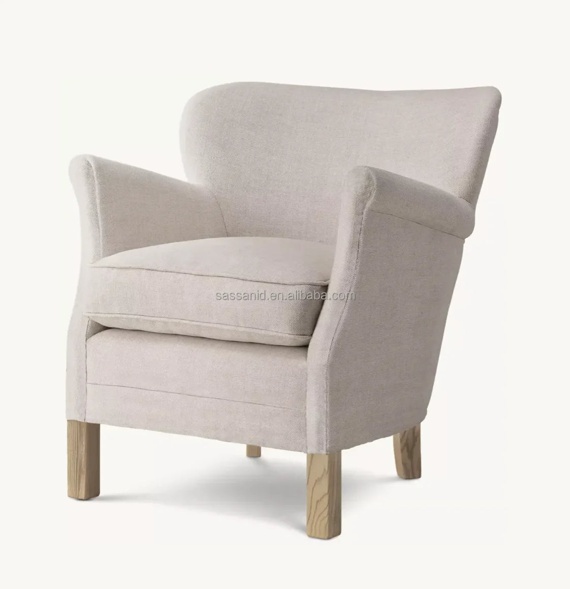 Danish Modern Accent Chair – Linen & Oak Statement Piece