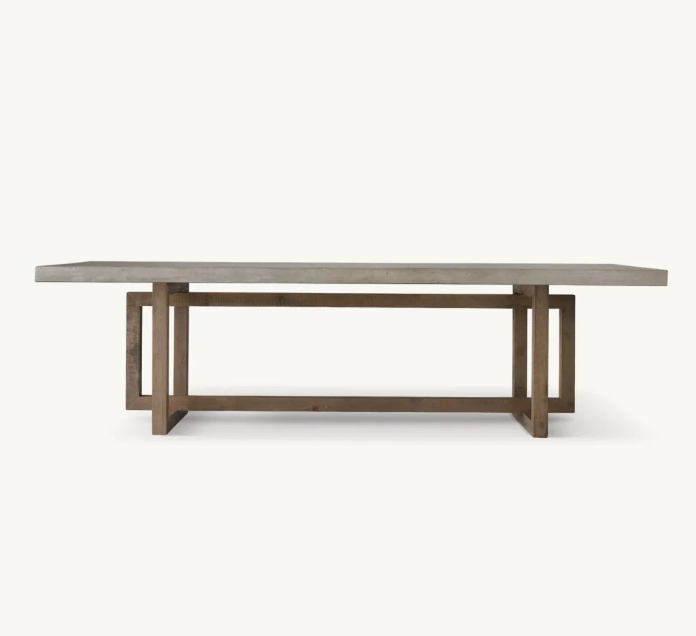 Rustic Industrial Rectangular Dining Table – Concrete Top, Reclaimed Pine Base