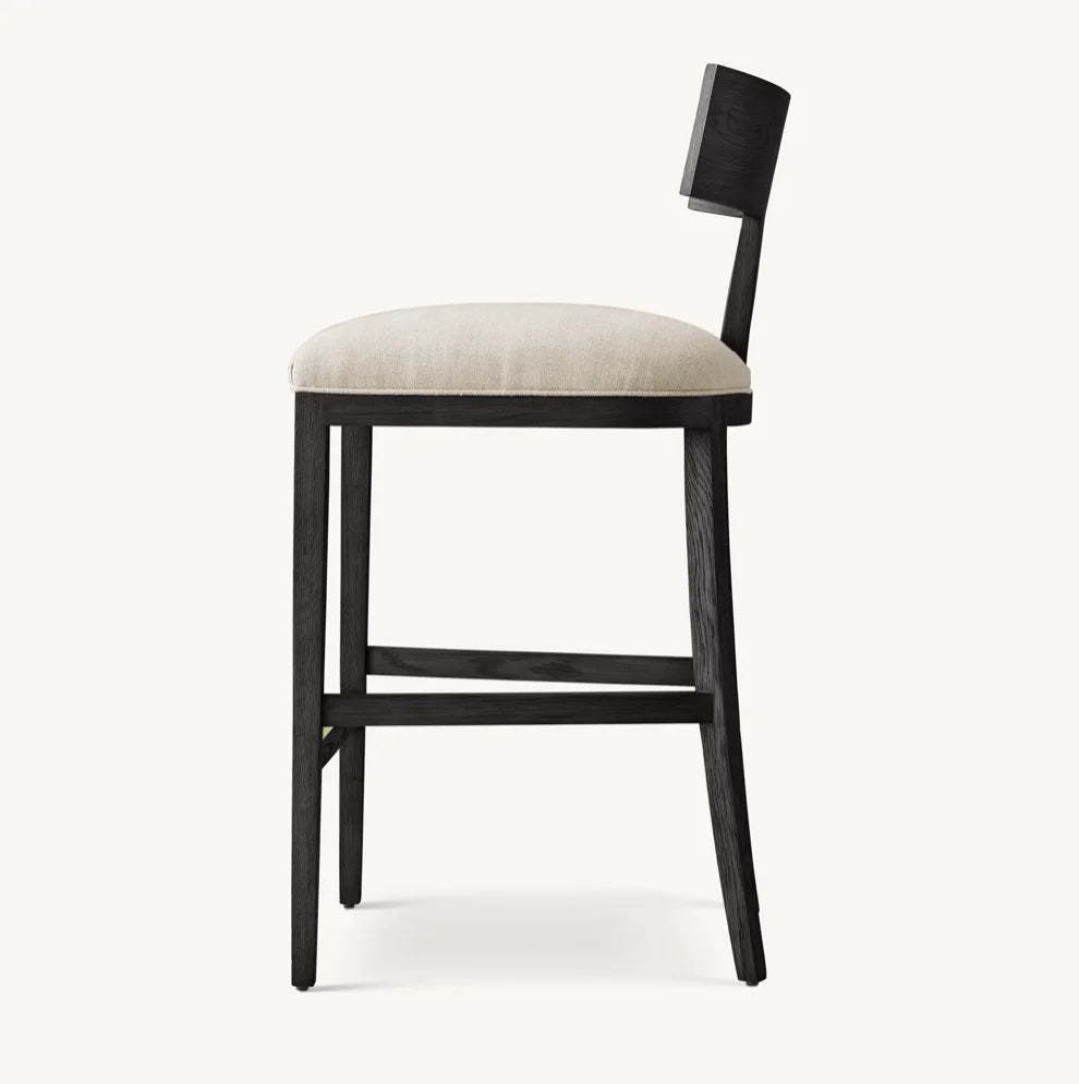Klismos Bar Stool – Sculptural Form Black Solid Oak European Designer Piece